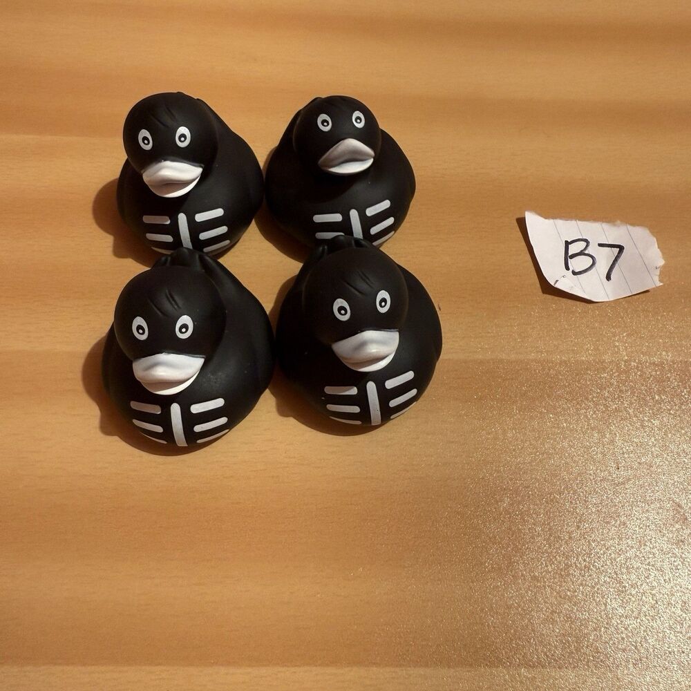 4 Rubber Ducks Skeleton Black White Halloween Jeep